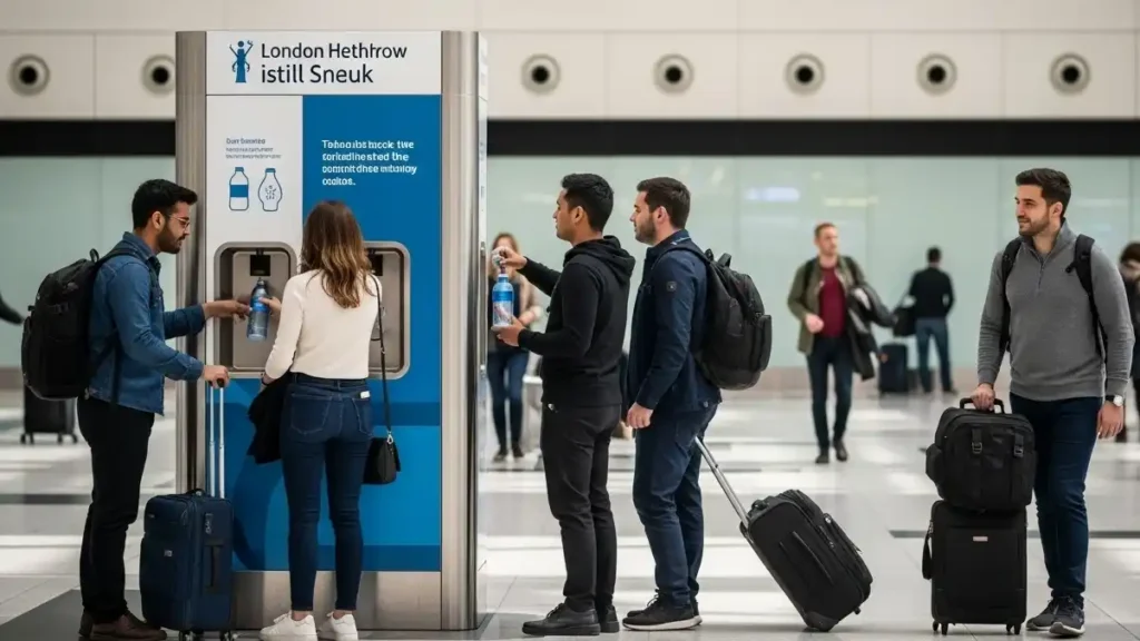 Water refill station at London airport