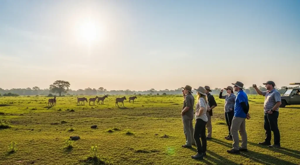 Safari tourists during the best season for wildlife visibility