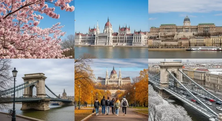 Budapest through all four seasons with famous landmarks