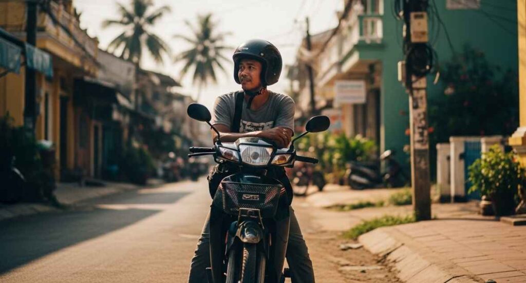 Moto-dop taxi in Battambang