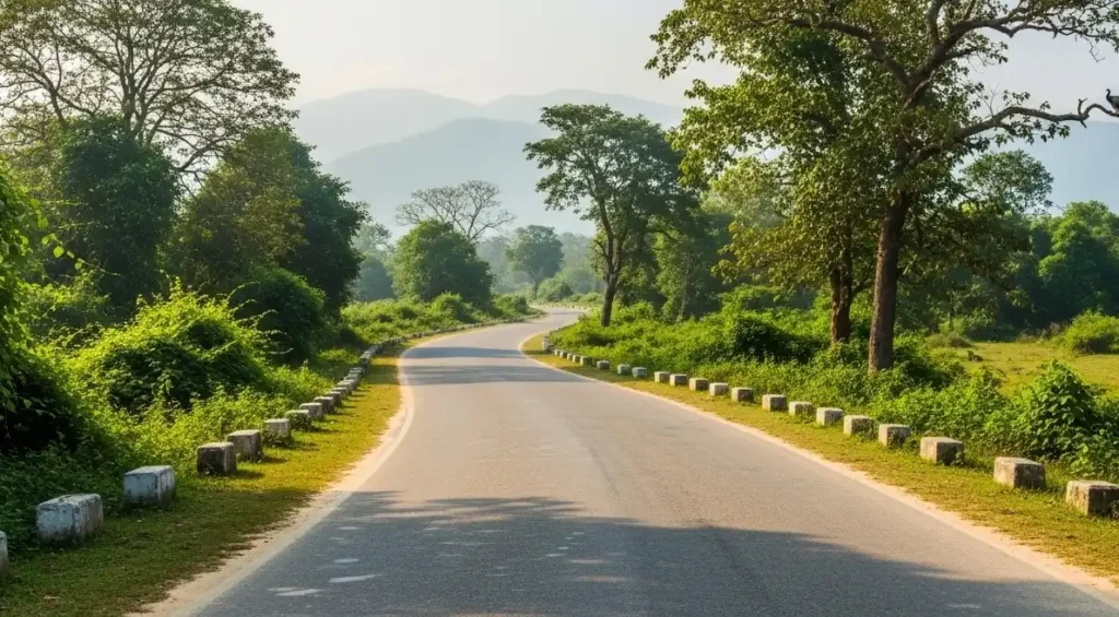 "Scenic route leading to Chitwan National Park through the Terai"