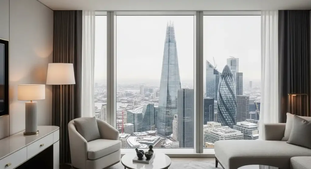 View from Shangri-La Hotel at The Shard during snowfall