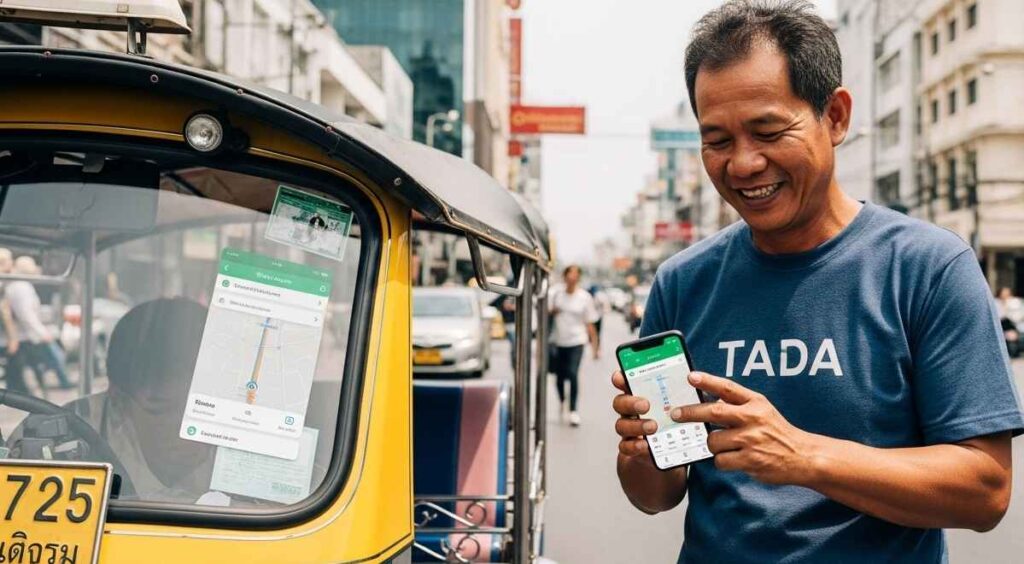 TADA driver with tuk-tuk in Cambodia