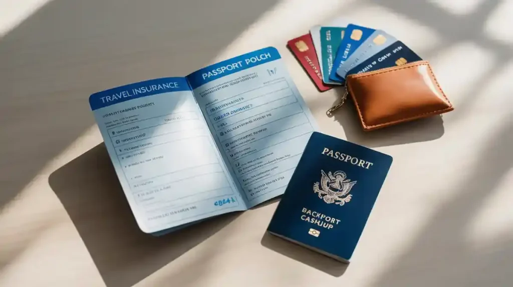 Travel safety kit with cash, cards, documents and insurance in Ireland