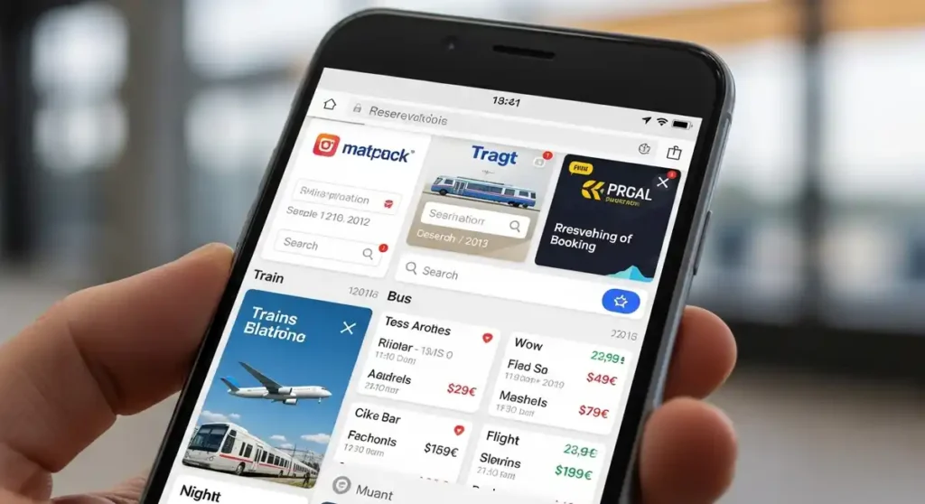 Booking Budapest–Prague tickets on mobile	