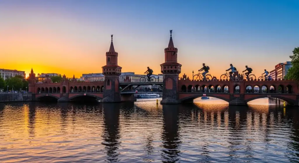 Sunset at Oberbaum Bridge over the Spree