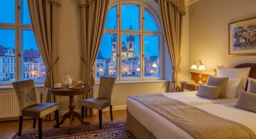 Hotel room view in Prague old town