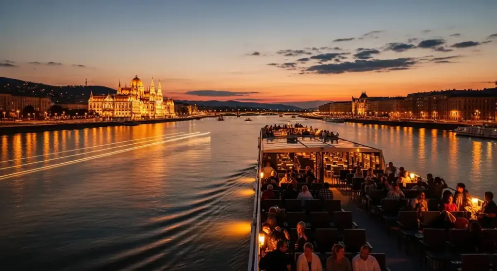 Danube River cruise at night